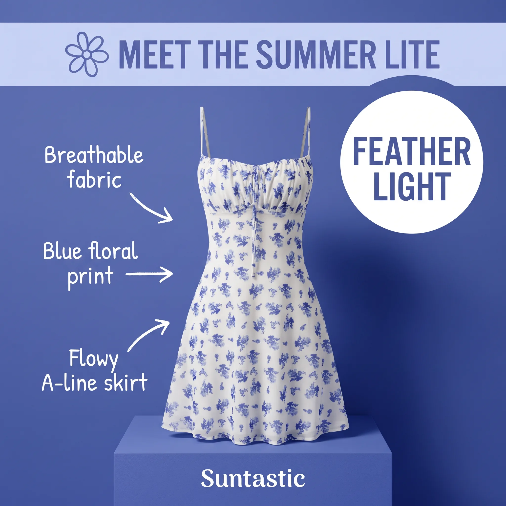 A finished Campaign Ads output — a summer dress